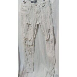 Hollister Jeans Women Size 28 Inch   White High Rise  Skinny Trashed Stretch